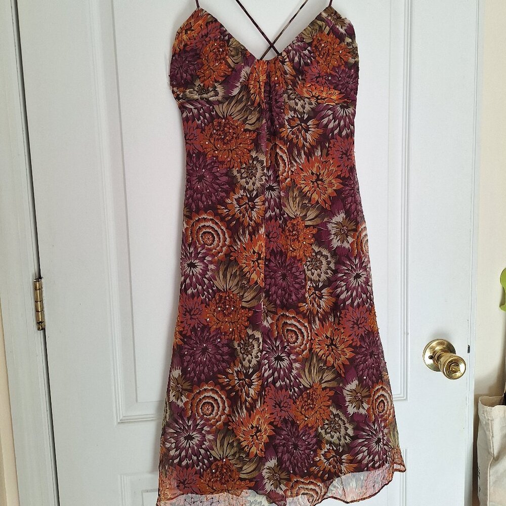 Vintage Laundry Y2K Silk Beaded Floral dress - size Small - Picture 5 of 10